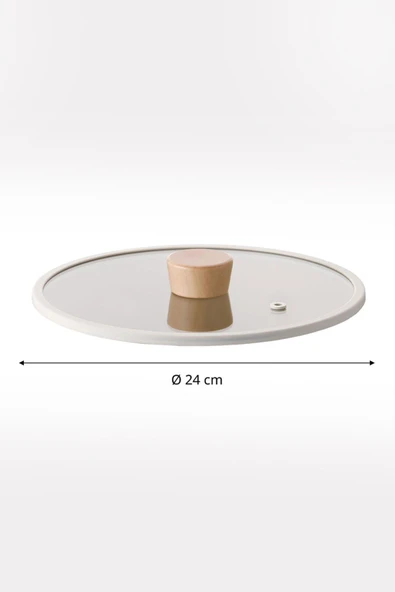 Fika 24Cm Düz Silikon Çerçeveli Cam Kapak Bej - Resim 3