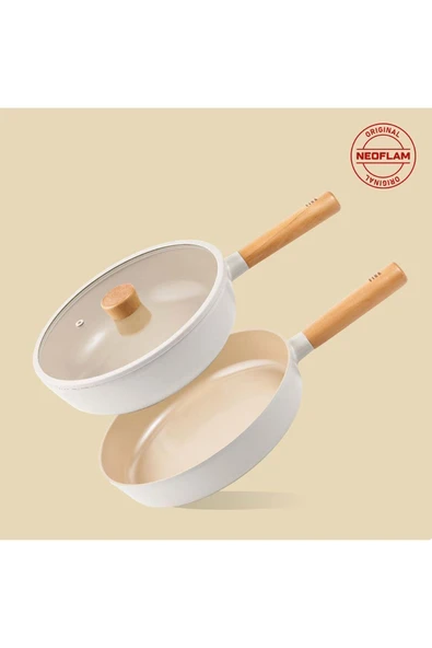 Fika Bej 3 Parça Pratik 26 cm Cam Kapaklı Tava Seti