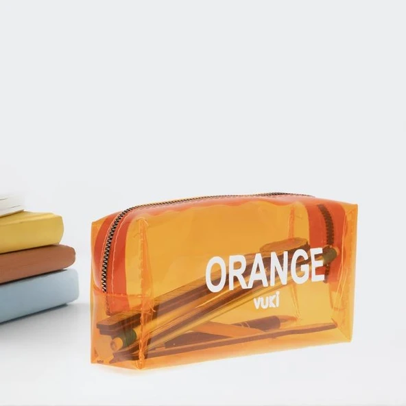 VUKI SEFFAF KALEM CANTASI TURUNCU VK-0096-08 ürün görseli