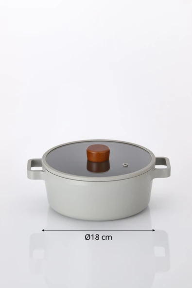 Fika Alüminyum Döküm Tencere Gri Cam Kapaklı 18 Cm - 4