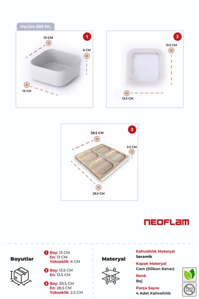 Fika One 4'lü Kahvaltı Seti Bej - 3