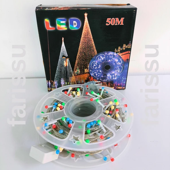 50 Metre RGB Renkli Peri LED Işık – Fişli Dış Mekan Dekoratif Aydınlatma
