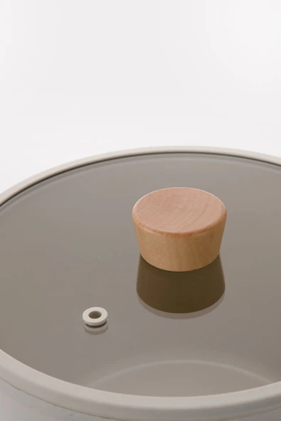 Fika 24Cm Düz Silikon Çerçeveli Cam Kapak Bej - Resim 4