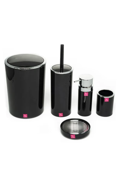 Primanova Lenox 5'li Banyo Aksesuar Set - Siyah - 2