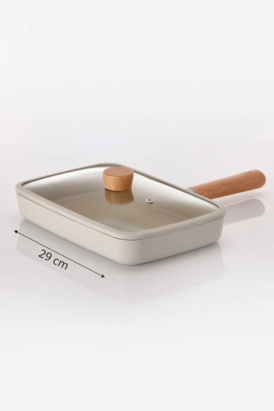 Fika Dikdörtgen Tava 29Cm Cam Kapaklı, Bej - 3