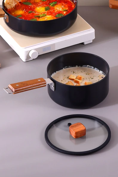 Bıen Alüminyum Döküm Sos Tenceresi, Siyah 18Cm ürün görseli 1