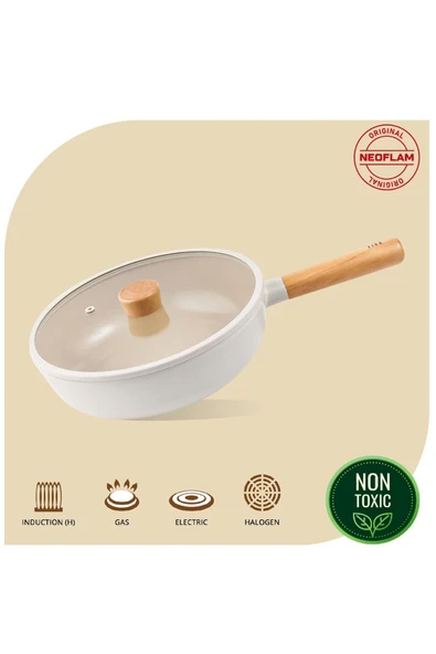 Fika Bej 5 Parça Pratik 26 cm Tencere Tava Wok Set - Resim 4