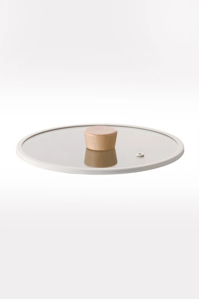 Fika 24Cm Düz Silikon Çerçeveli Cam Kapak Bej ürün görseli 1