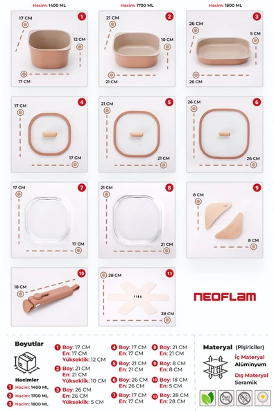 Fika Comfort Terracota Tencere ve Tava Seti 10 Parça - 3