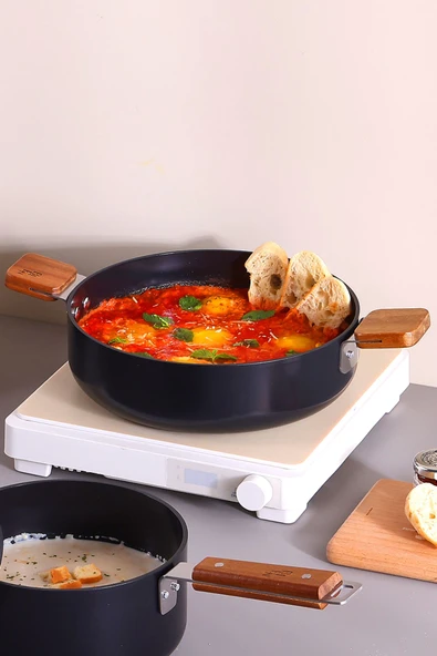 Bıen Alüminyum Döküm Sığ Tencere, Siyah 24Cm - 4