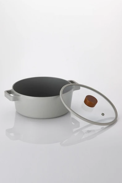 Fika Alüminyum Döküm Tencere Gri Cam Kapaklı 18 Cm - 3