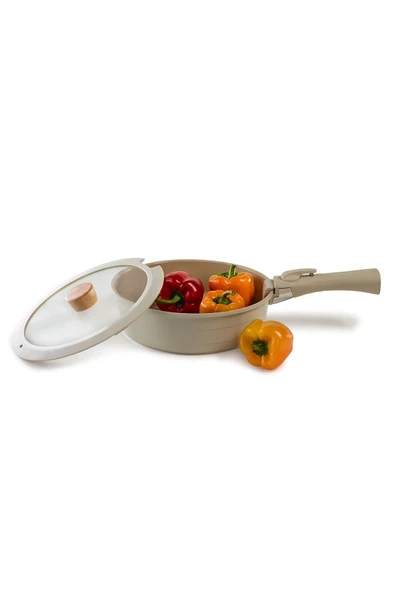 Midas Bej ( 9 Parça & 6 Parça ) 15 Parça Ayrılabilen Saplı Iç Içe Geçebilen Tencere Tava Seti - Resim 4