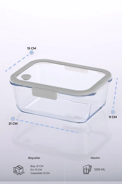 Fika Glace Vakumlu Cam Saklama Kabı 1900 ml Gri - 2