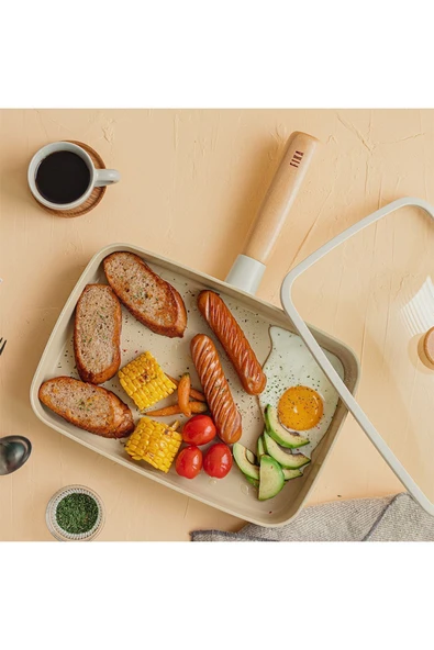 Fika Alüminyum Döküm Cam Kapaklı 18 Parça Tencere & Tava Seti Bej15t16s18d22k22d24k26d24t26t28g29t - 3