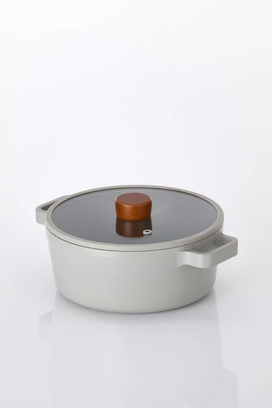 Fika Alüminyum Döküm Tencere Gri Cam Kapaklı 18 Cm - 2