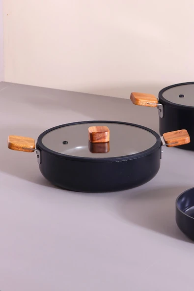 Bıen Alüminyum Döküm Sığ Tencere, Siyah 24Cm - 2