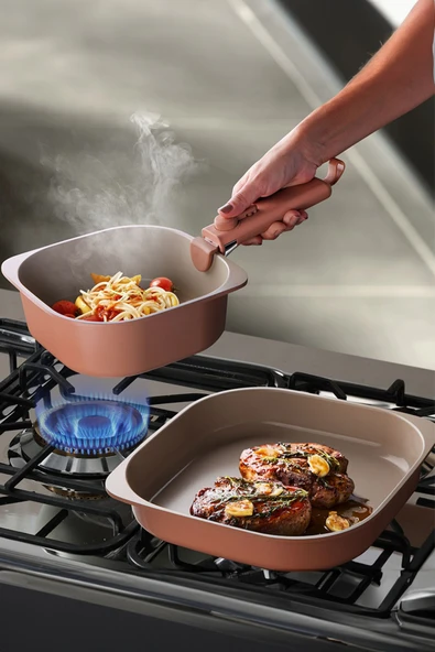 Fika Comfort Terracota Tencere ve Tava Seti 10 Parça - 2