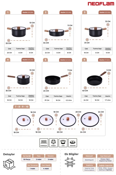 Bıen Alüminyum Döküm Tencere Seti, 10 Prç - 3