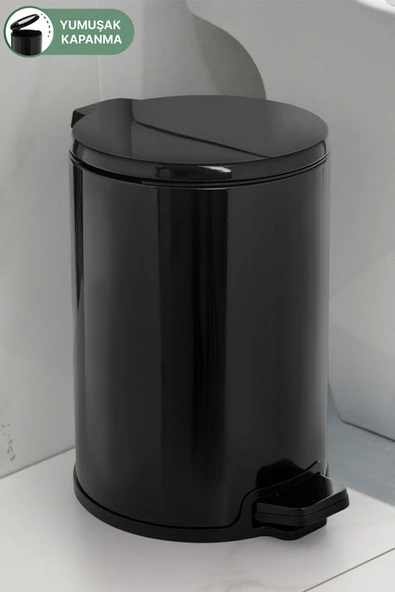 Cigo Pedallı Banyo Mutfak Ofis Çöp Kovası 12 Lt Siyah Iç Kisim Siyah ürün görseli