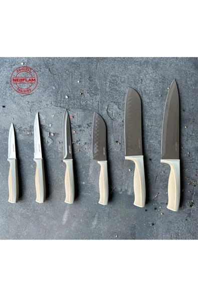 Fika Microban 6'lı Bıçak Seti Bej - 2