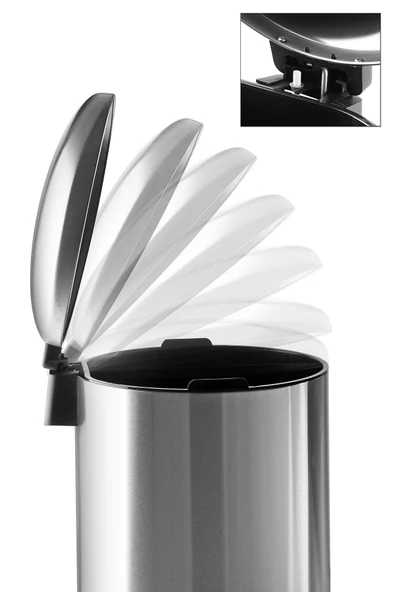 Bombe Kapaklı Çöp Kovası 30 LT Krom - İç Kısım Siyah - 4