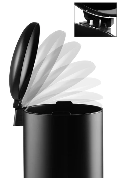 Paslanmaz Çelik Bombe Kapaklı Çöp Kovası 40 Litre Mat Siyah - Resim 5