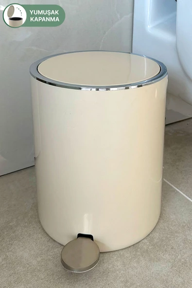 Lenox 5 Lt Pedallı Banyo Mutfak Ofis Çöp Kovası - Bej