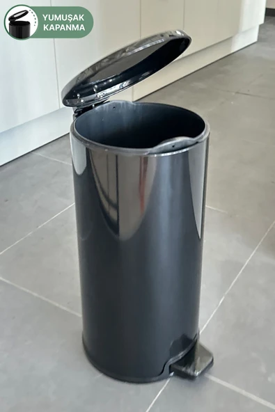 Cigo Pedallı Banyo Mutfak Ofis Çöp Kovası 20 Lt Siyah-ıç Kisim Siyah - 5