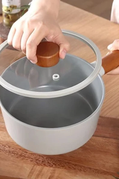 Fika Cam Kapaklı Alüminyum Döküm Sos Tenceresi 18 Cm Gri - 6