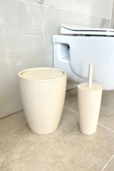Pure 2'li Banyo Seti Çöp Kovası + Tuvalet Fırçası ürün görseli 1