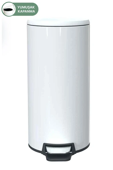 Cigo Pedallı Mutfak Banyo Çöp Kovası 20 Lt Beyaz-iç Kısım Siyah - Resim 3