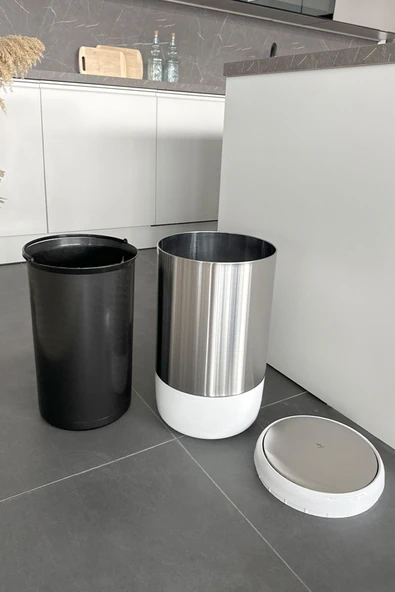 Lima 20 Lt Mutfak Banyo Ofis Çöp Kovası Iç Kovalı Beyaz - 2