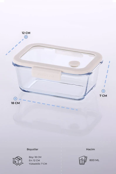 Fika Glace Vakumlu Cam Saklama Kabı 800 ml Bej - 2