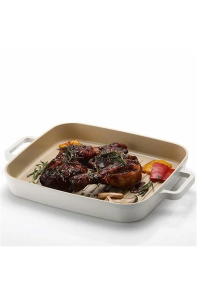 Fika Dikdörtgen Alüminyum Grill Tava 28cm Bej - 2