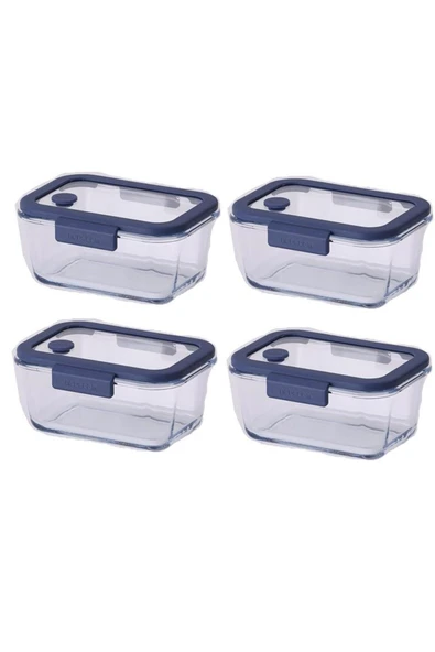 Fika Glace Mavi Vakumlu 4 Parça Saklama Kabı 800 ML