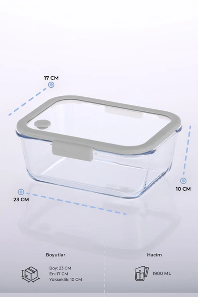 Fika Glace Vakumlu Cam Saklama Kabı 1200 ml Gri - 2