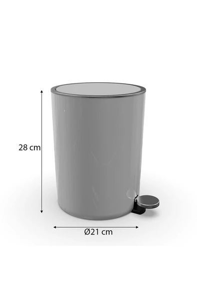 Lenox 5 Lt Pedallı Banyo Mutfak Çöp Kovası Gri - Resim 8