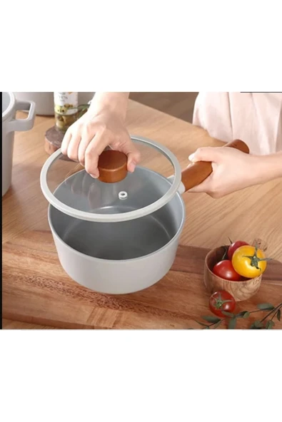 Neoflam Fika Cam Kapaklı Alüminyum Döküm Sos Tenceresi 18cm Gri - 2
