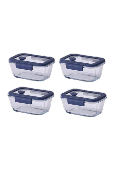 Fika Glace Mavi Vakumlu 4 Parça Saklama Kabı 460 ML