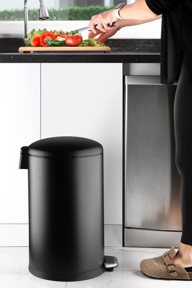 Bombe Kapaklı Çöp Kovası 30 LT Mat Texture - İç Kısım Siyah ürün görseli