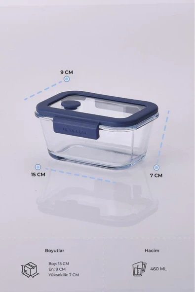 Fika Glace Mavi Vakumlu 4 Parça Saklama Kabı 460 ML - 2