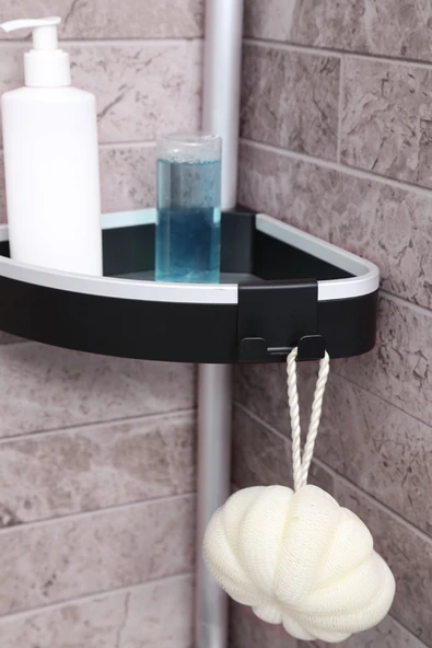 Venta Banyo Köşe Rafı Paslanmaz Aluminyum Borular - Siyah - Resim 4