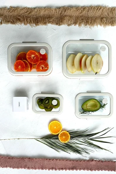 Fika Glace Vakumlu Cam Saklama Kabı Seti Gri 5 Parça - 3