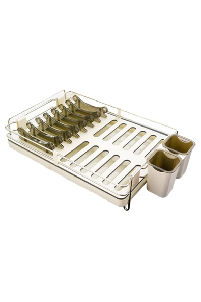 Primanova Candia Dekoratif Bej Bulaşıklık Tezgah Üzeri Bulaşık Sepeti