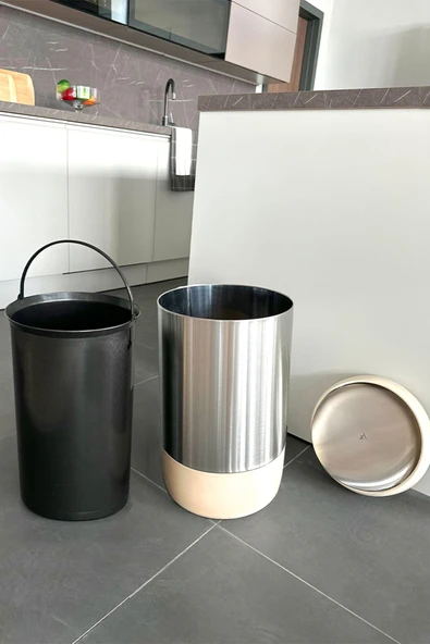 Lima 20 Lt Banyo Mutfak Ofis Çöp Kovası Iç Kovalı Bej - 7