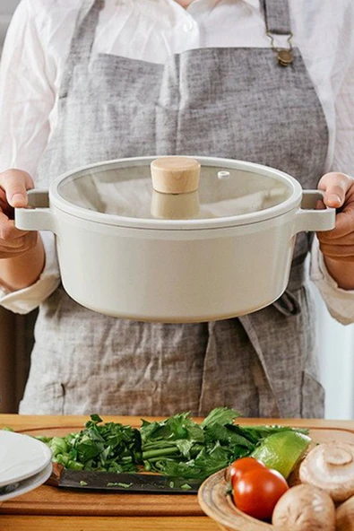 Fika Cam Kapaklı Alüminyum Döküm Tencere 24 cm X 10 cm - 2