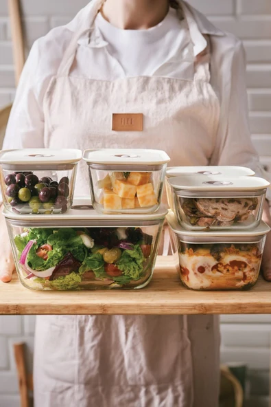 Fika Clık Dikdörtgen Saklama Kabı 800Ml Bej - 7