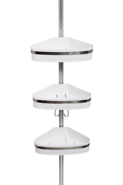 Fına Banyo Köşe Rafı Paslanmayan Aluminyum Borular Beyaz - 3