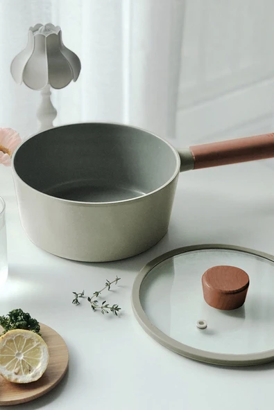 Fika Cam Kapaklı Alüminyum Döküm Sos Tenceresi 18 Cm Gri - 4