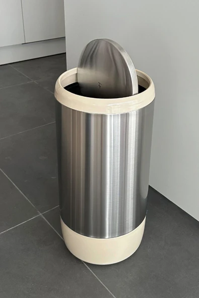 Lima 30 Lt Banyo Mutfak Ofis Çöp Kovası Bej - 5